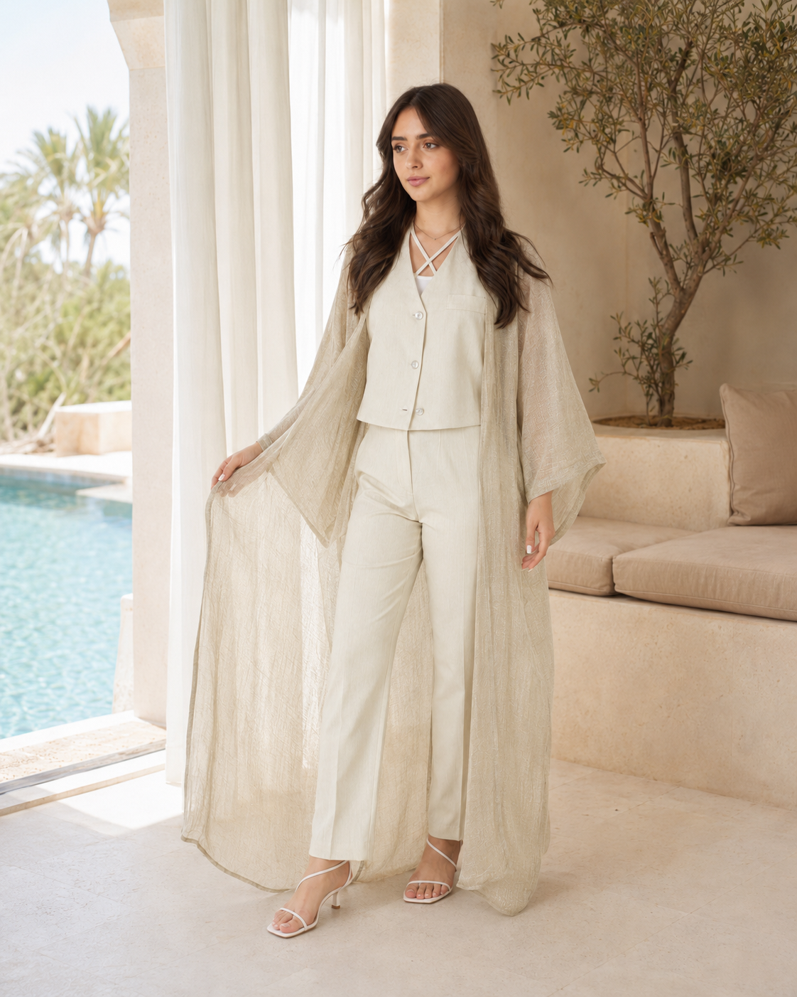 Set of 3 mesh beige
