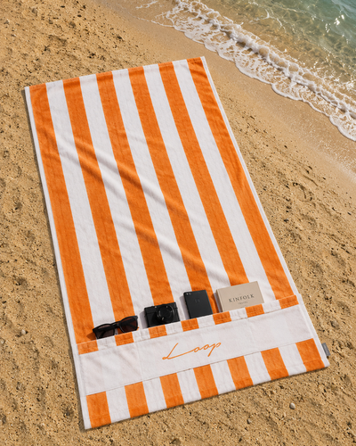 Large Striped Pocketed Towel