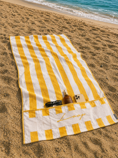 Large Striped Pocketed Towel