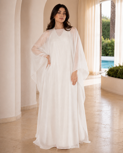 Shimmer kaftan white